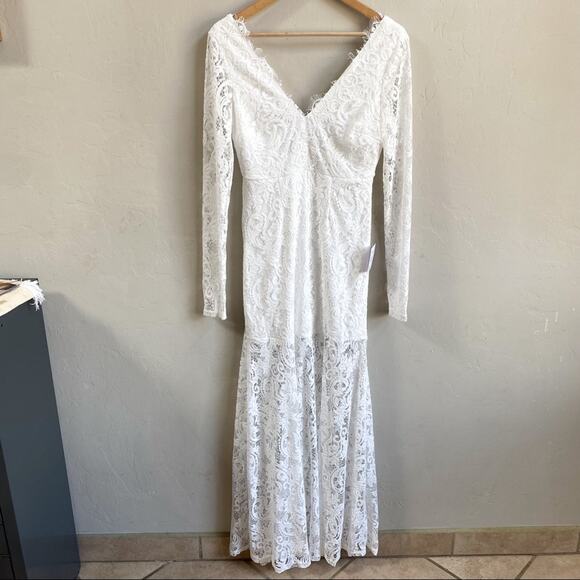 NWT Lulus Way to Be‎ Loved White Lace Long Sleeve Maxi Dress - Picture 5 of 12
